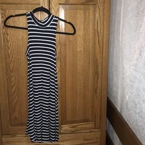 navy blue and white dress